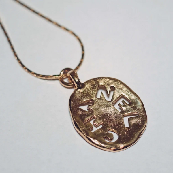 100% Authentic Vintage Repurposed Chanel Cutout Gold Pendant Necklace