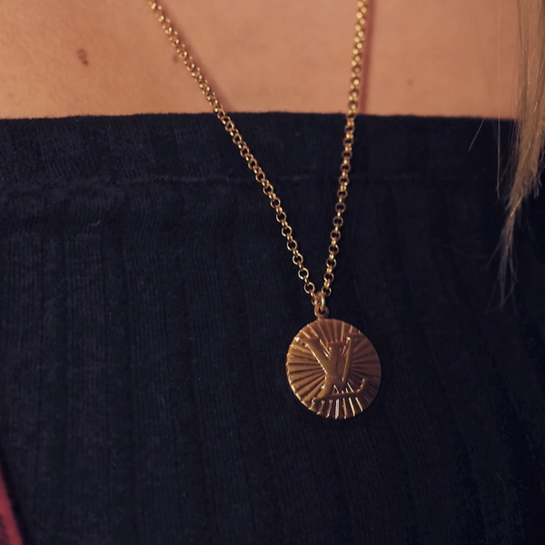 100% Authentic Vintage Repurposed Louis Vuitton Gold Sunburst Necklace