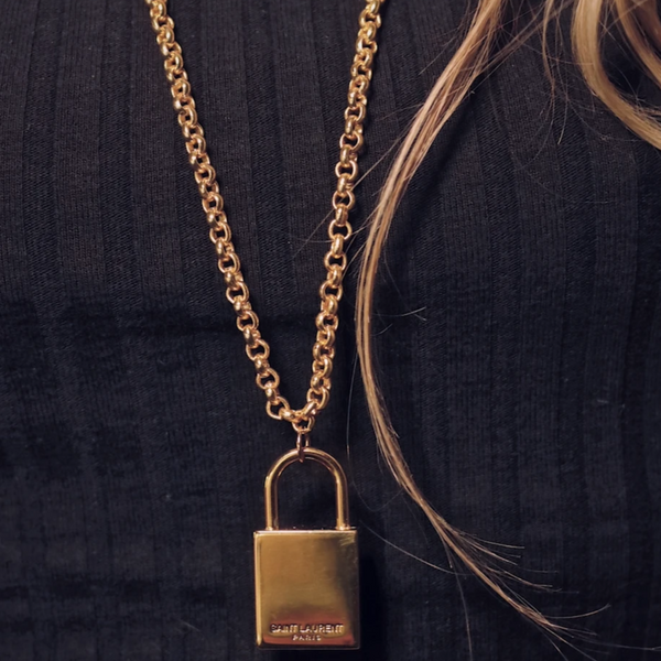 100% Authentic Vintage Repurposed YSL Large Gold Lock