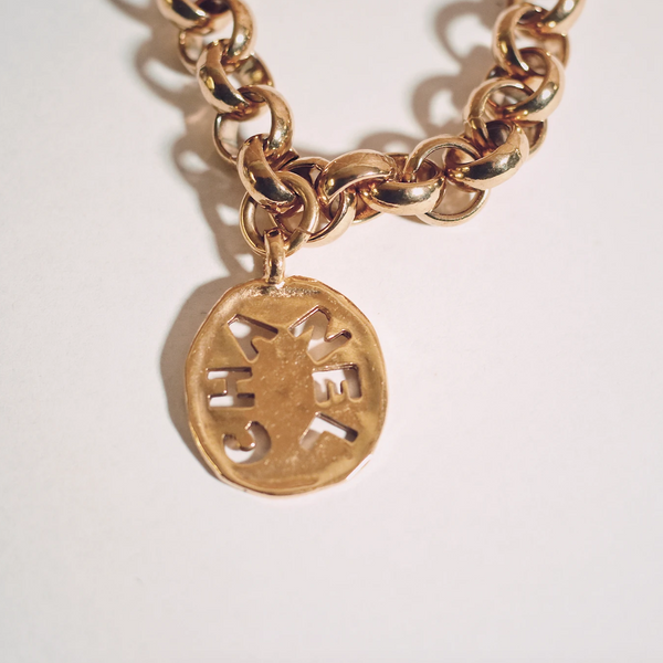 100% Authentic Vintage Repurposed Chanel Cutout Gold Pendant Bracelet