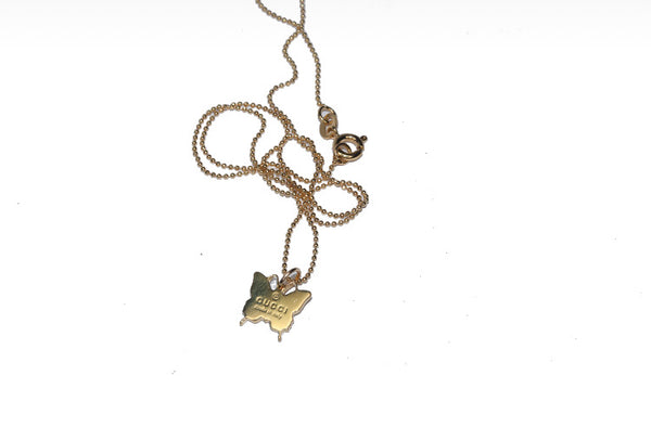 100% Authentic Vintage Repurposed Gucci Gold Mini Butterfly Pendant Necklace