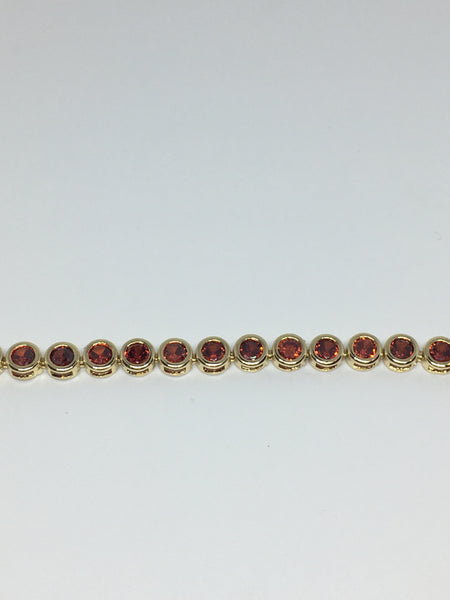 Round Bezel Diamond Crystal Bracelet- Ruby Gold