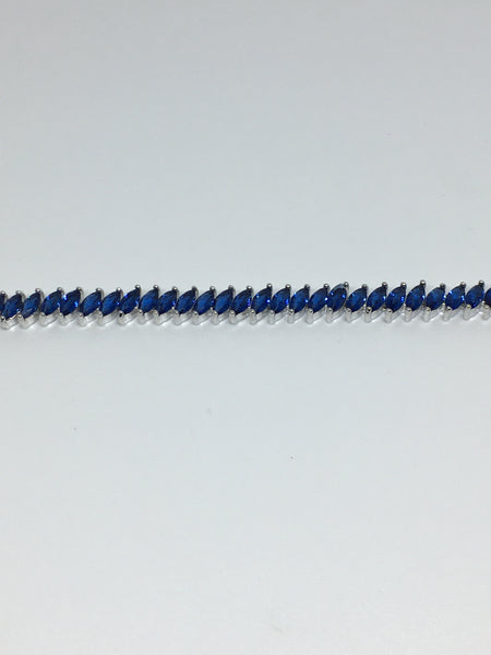Marquise Diamond Crystal Bracelet- Sapphire Silver