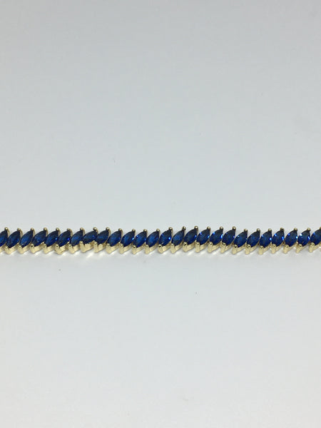 Marquise Diamond Crystal Bracelet- Sapphire Gold