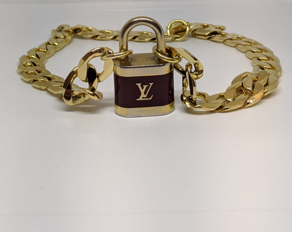 100% Authentic Vintage Repurposed Louis Vuitton Large Brown Lock Necklace