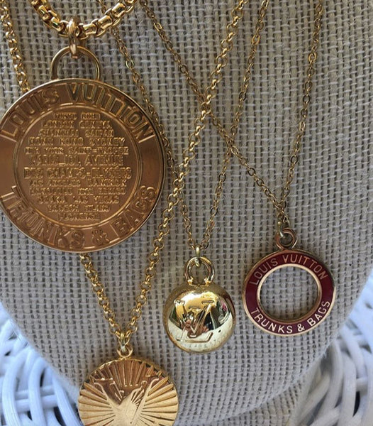 100% Authentic Vintage Repurposed Louis Vuitton Red Circle Necklace