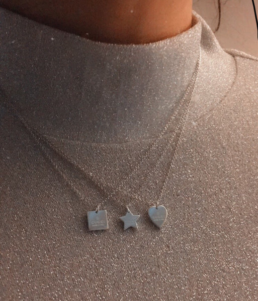 100% Authentic Vintage Repurposed Gucci Silver Mini Star Pendant Necklace