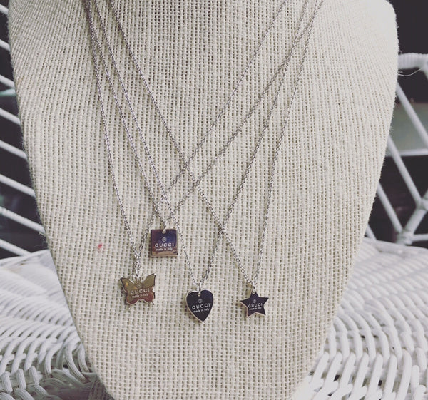100% Authentic Vintage Repurposed Gucci Silver Mini Butterfly Pendant Necklace