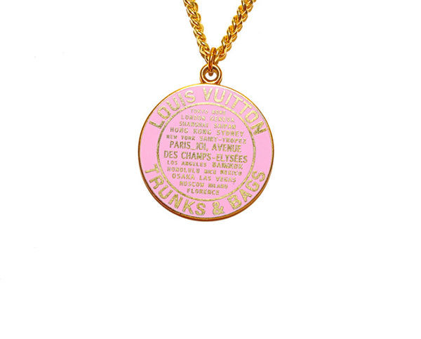 100% Authentic Vintage Repurposed Louis Vuitton Pink Large Trunks And Bags Necklace