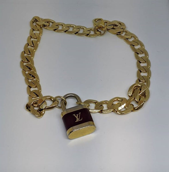 100% Authentic Vintage Repurposed Louis Vuitton Large Brown Lock Necklace