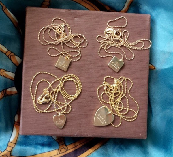 100% Authentic Vintage Repurposed Gucci Gold Mini Heart Pendant Necklace