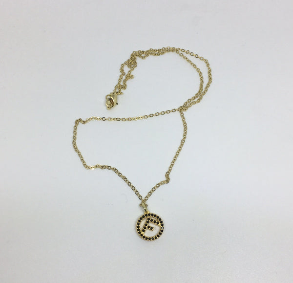 100% Authentic Vintage Repurposed Fendi Crystal Black Pendant Necklace