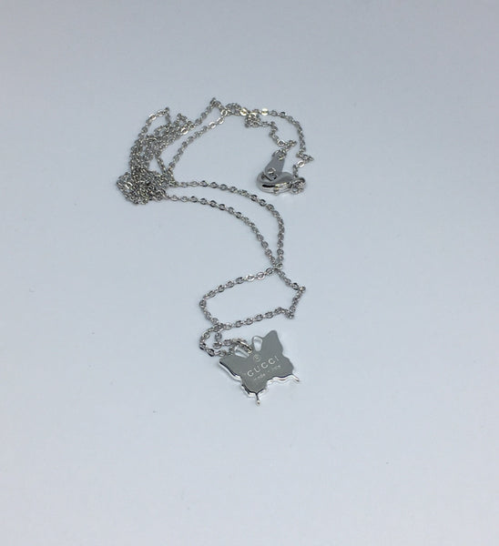 100% Authentic Vintage Repurposed Gucci Silver Mini Butterfly Pendant Necklace