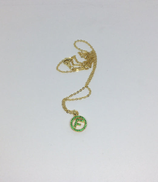 100% Authentic Vintage Repurposed Fendi Crystal Green Pendant Necklace