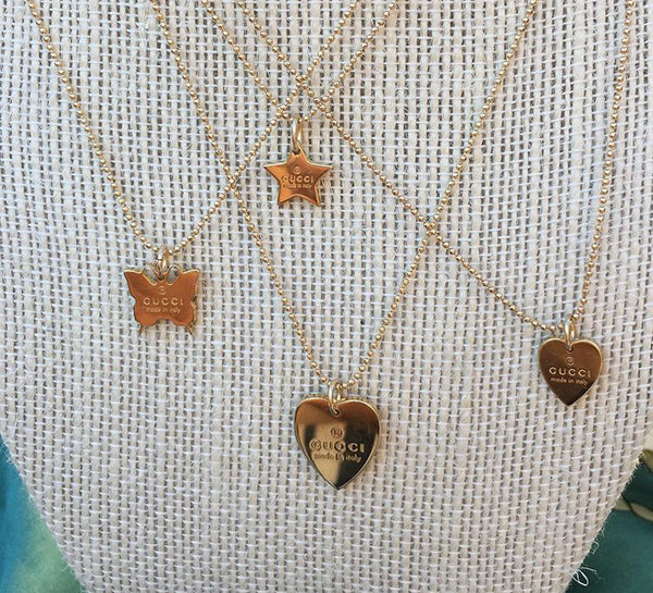100% Authentic Vintage Repurposed Gucci Gold Small Heart Pendant Necklace