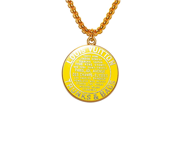 100% Authentic Vintage Repurposed Louis Vuitton Yellow Large Trunks And Bags Necklace