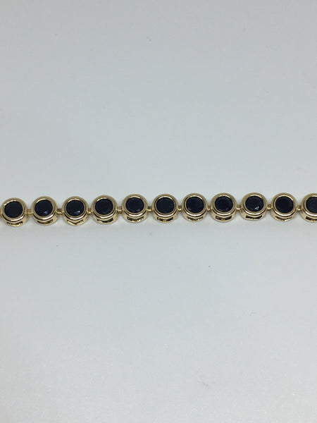 Round Bezel Diamond Crystal Bracelet- Black Gold