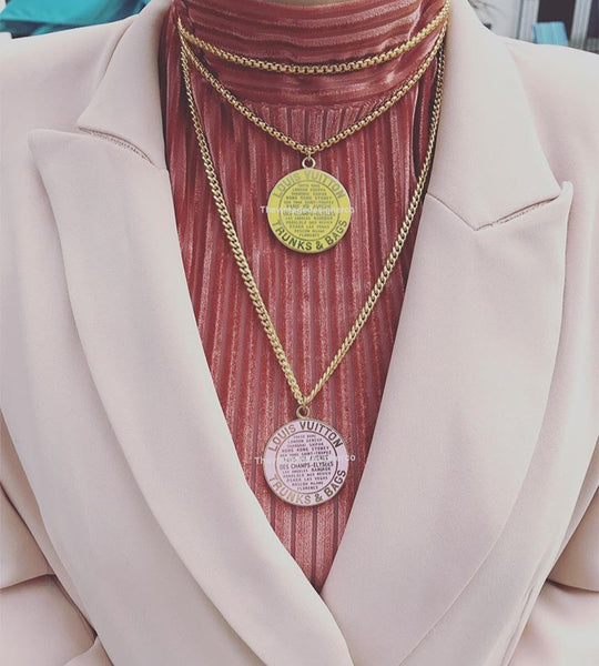 100% Authentic Vintage Repurposed Louis Vuitton Yellow Large Trunks And Bags Necklace