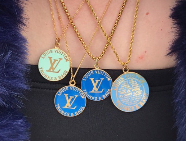 100% Authentic Vintage Repurposed Louis Vuitton Sea Foam Green Trunks And Bags Necklace