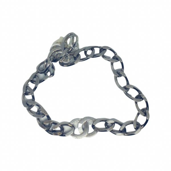 100% Authentic Vintage Repurposed Large Chanel Double CC Silver Chain Choker