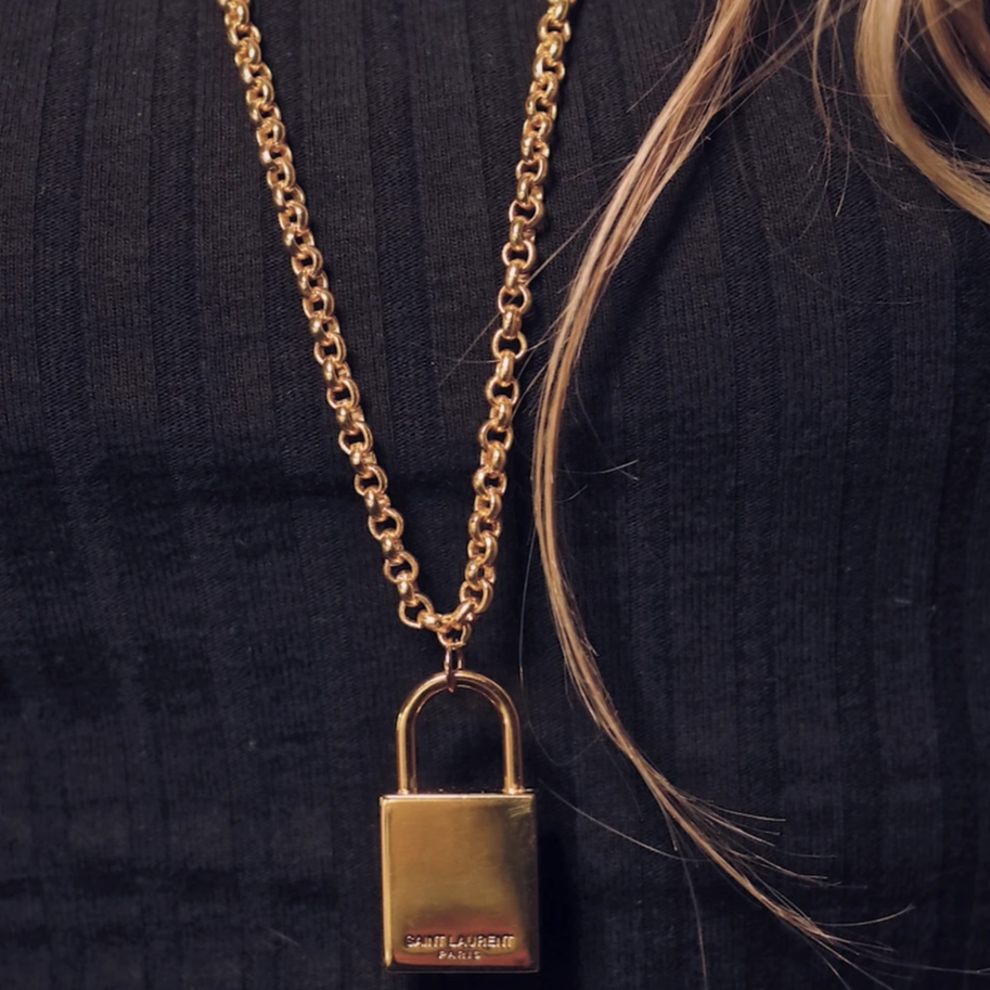 100 Authentic Vintage Repurposed YSL Large Gold Lock vintagedesignerco