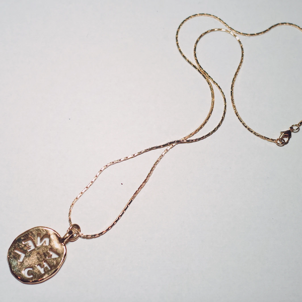100% Authentic Vintage Repurposed Chanel Cutout Gold Pendant Necklace