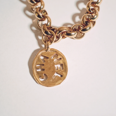 100% Authentic Vintage Repurposed Chanel Cutout Gold Pendant Bracelet