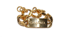 100% Authentic Vintage Repurposed Chanel Large Logo Plate Bracelet