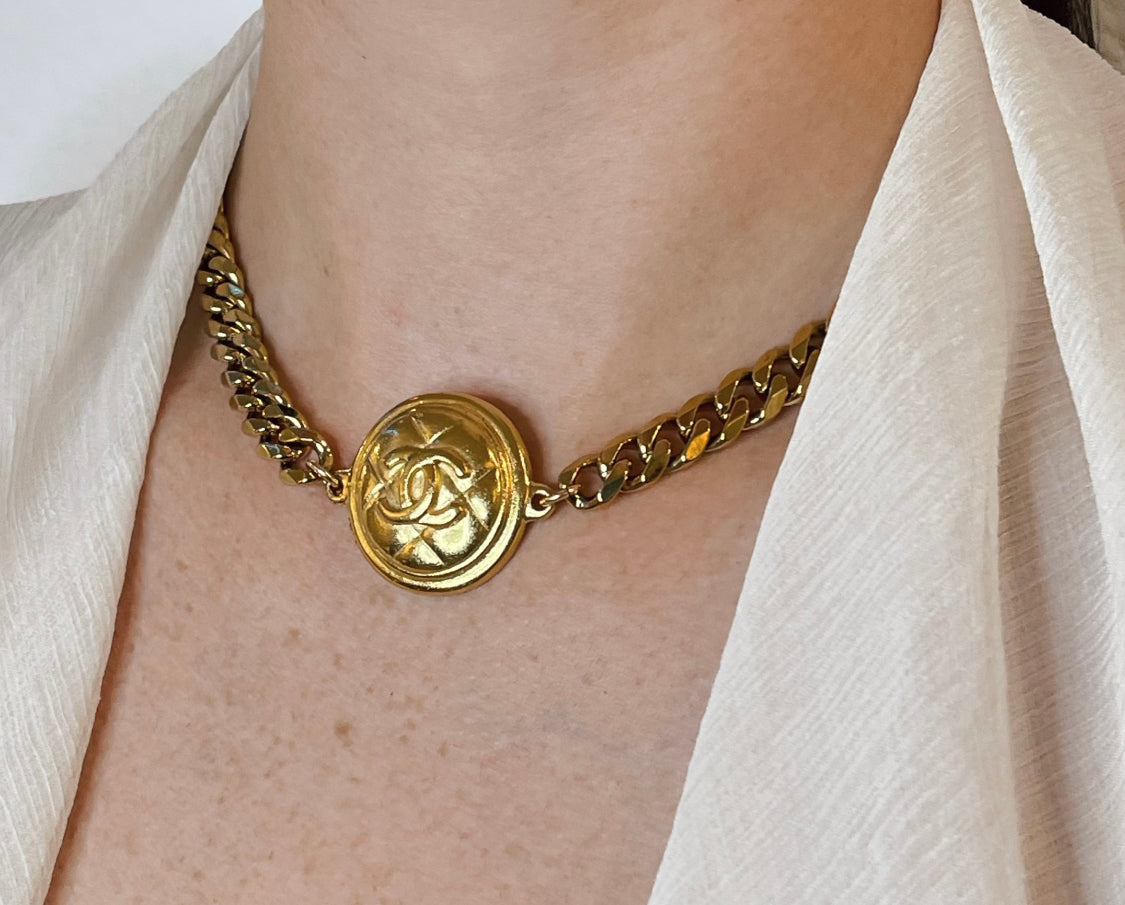 100% Authentic Vintage Repurposed Extra Large Chanel Quilted Gold Neck –  vintagedesignerco