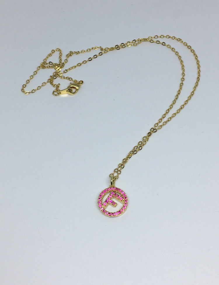 100% Authentic Vintage Repurposed Fendi Crystal Pink Pendant Necklace