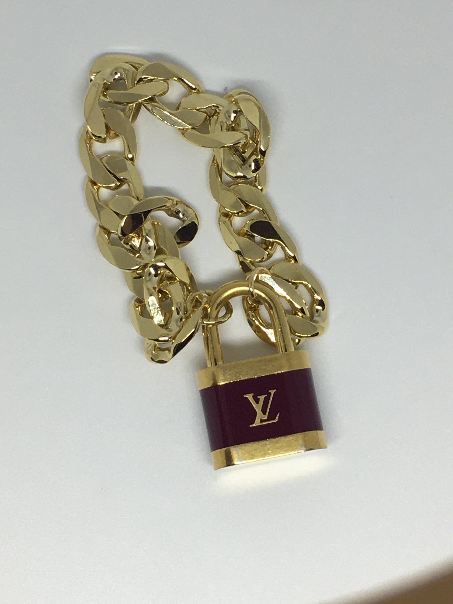 100% Authentic Vintage Repurposed Louis Vuitton Large Burgundy Lock Necklace