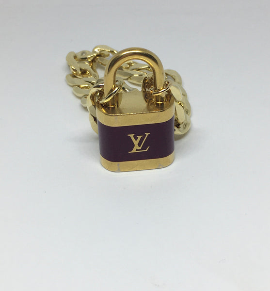 100% Authentic Vintage Repurposed Louis Vuitton Large Burgundy Lock Necklace