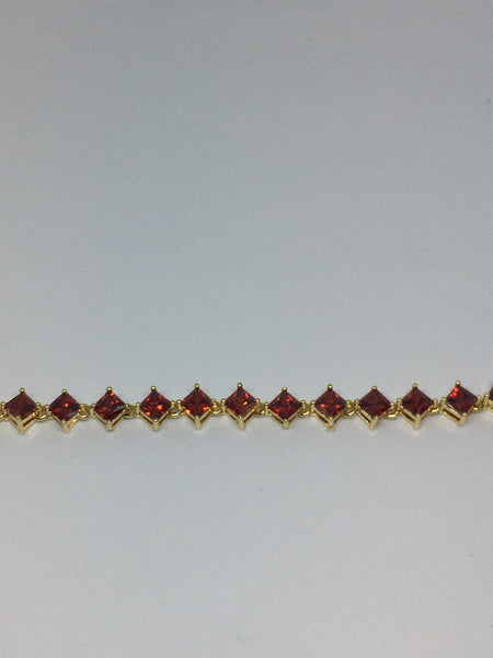 Princess Cut Diamond Crystal Bracelet- Garnet Gold