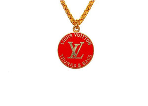 100% Authentic Vintage Repurposed Louis Vuitton Red Trunks & Bags Necklace
