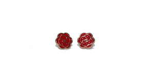 100% Authentic Vintage Repurposed Chanel Red Flower Earrings