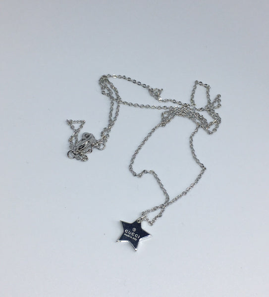 100% Authentic Vintage Repurposed Gucci Silver Mini Star Pendant Necklace