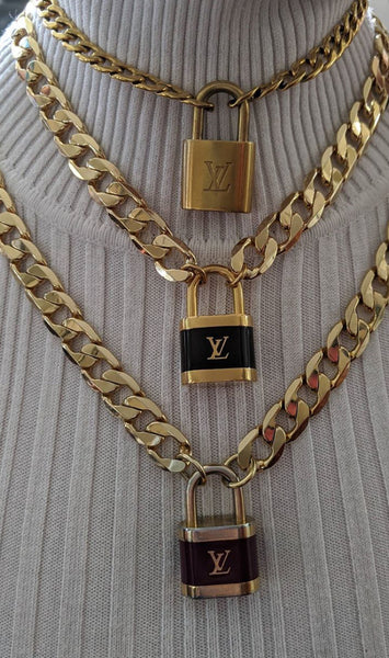 100% Authentic Vintage Repurposed Louis Vuitton Large Brown Lock Necklace