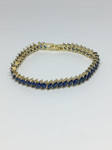 Marquise Diamond Crystal Bracelet- Sapphire Gold