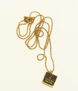 100% Authentic Vintage Repurposed Gucci Gold Mini Square Pendant Necklace