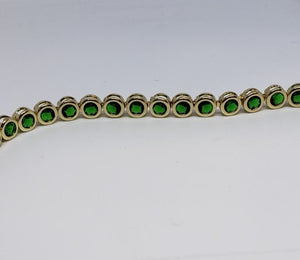 Round Bezel Diamond Crystal Bracelet- Emerald Gold