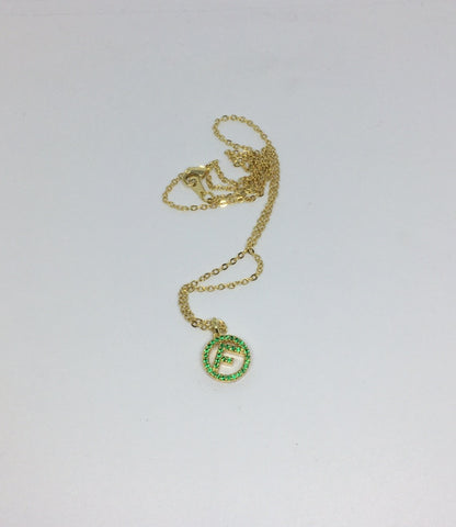 100% Authentic Vintage Repurposed Fendi Crystal Green Pendant Necklace