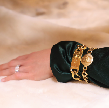 Authentic Vintage Repurposed Chanel Round Gold Pendant Bracelet