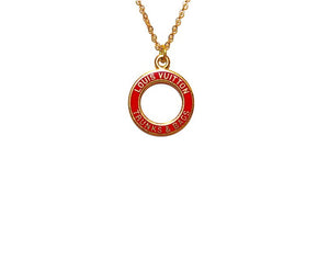 100% Authentic Vintage Repurposed Louis Vuitton Red Circle Necklace