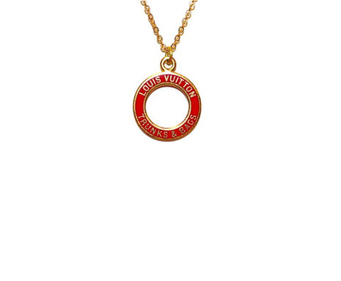 100% Authentic Vintage Repurposed Louis Vuitton Red Circle Necklace