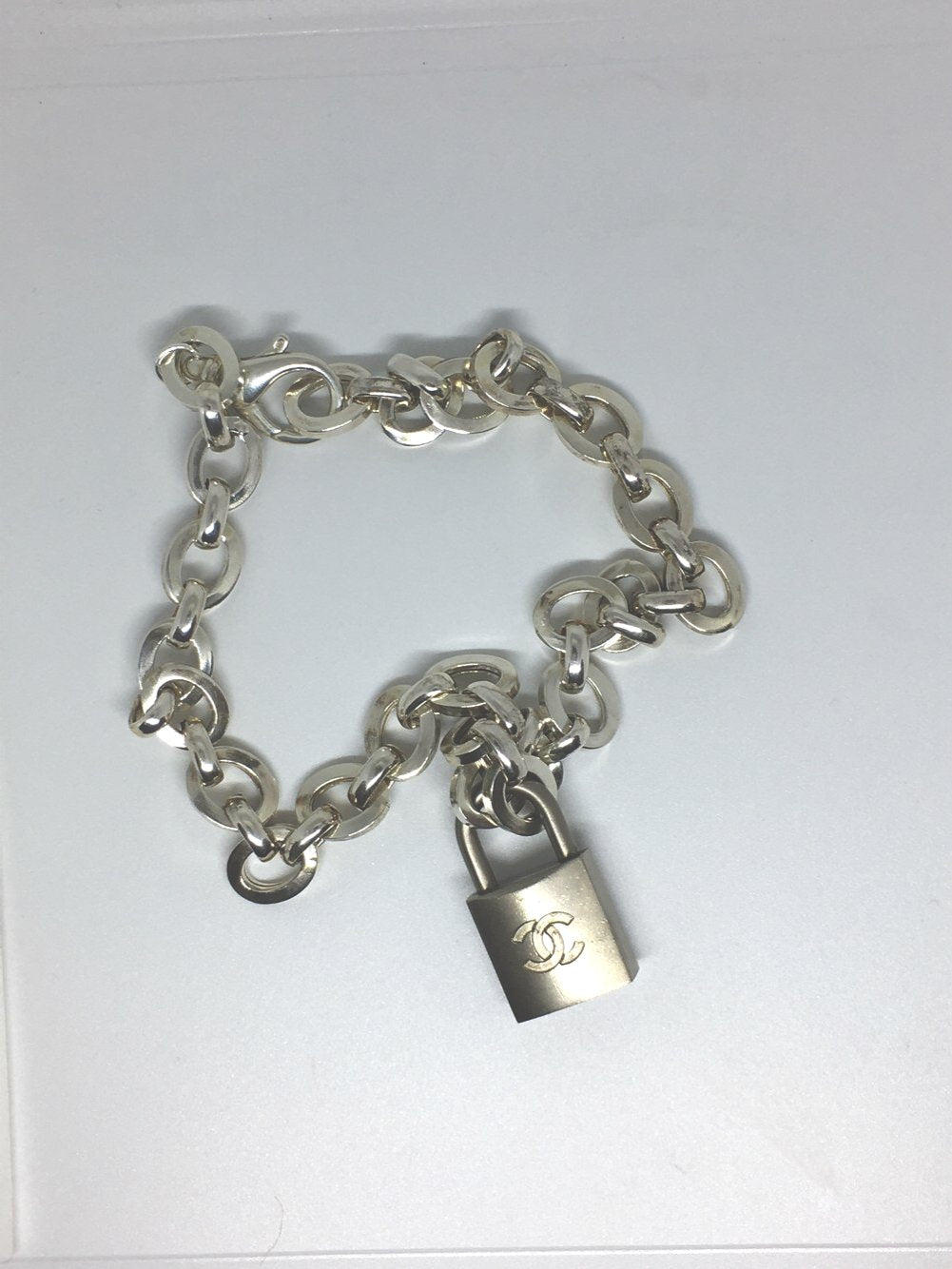 100% Authentic Vintage Repurposed Chanel Silver Lock Necklace