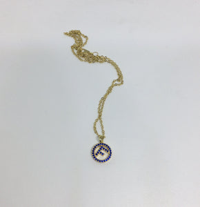 100% Authentic Vintage Repurposed Fendi Crystal Blue Pendant Necklace