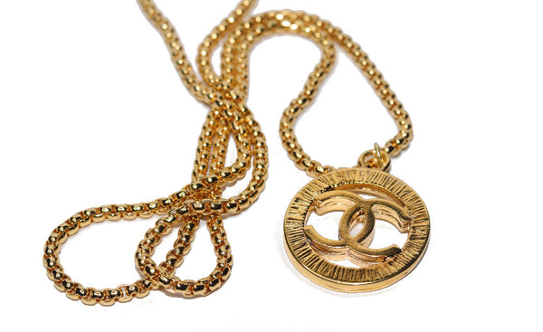 100% Authentic Vintage Repurposed Chanel Large CC Logo Necklace