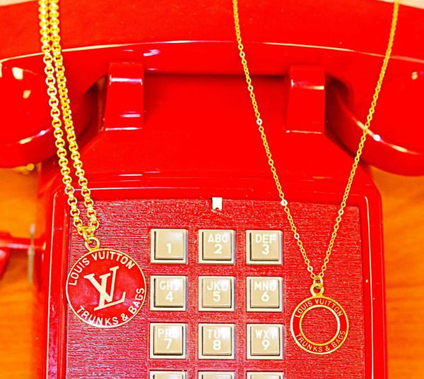 100% Authentic Vintage Repurposed Louis Vuitton Red Trunks & Bags Necklace