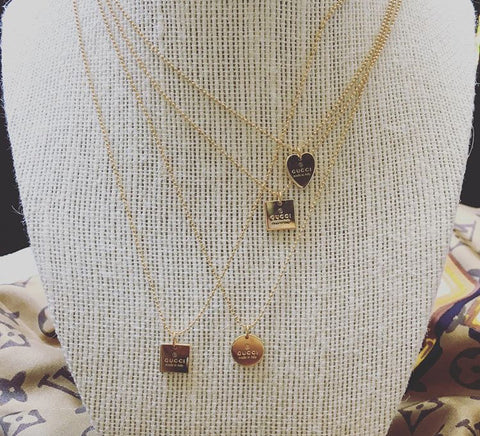 100% Authentic Vintage Repurposed Gucci Gold Mini Circle Pendant Necklace