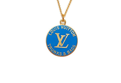 100% Authentic Vintage Repurposed Louis Vuitton Large Royal Blue Trunks And Bags Necklace